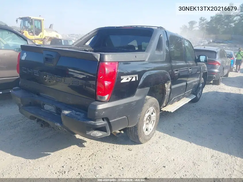 2002 Chevrolet Avalanche 1500 VIN: 3GNEK13TX2G216679 Lot: 45583493