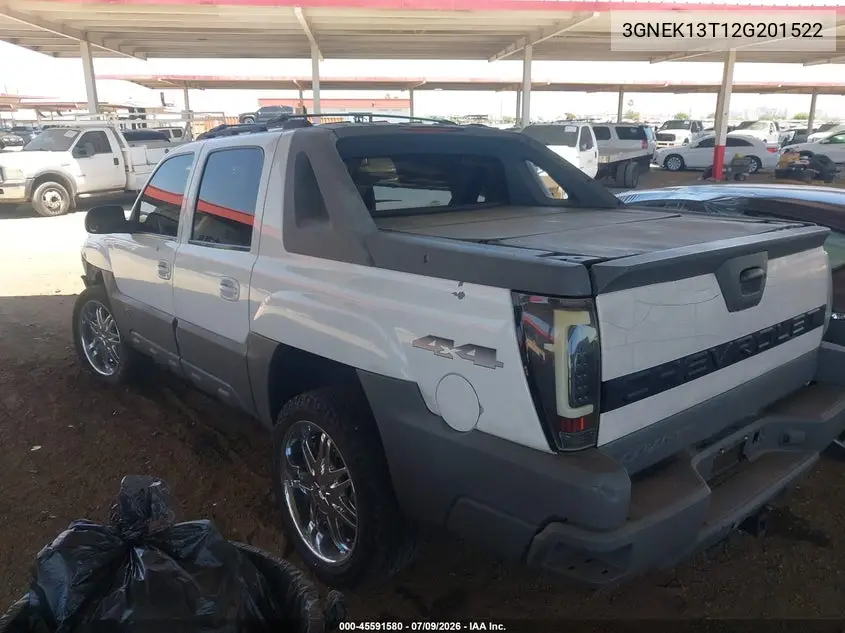 2002 Chevrolet Avalanche 1500 VIN: 3GNEK13T12G201522 Lot: 45591580
