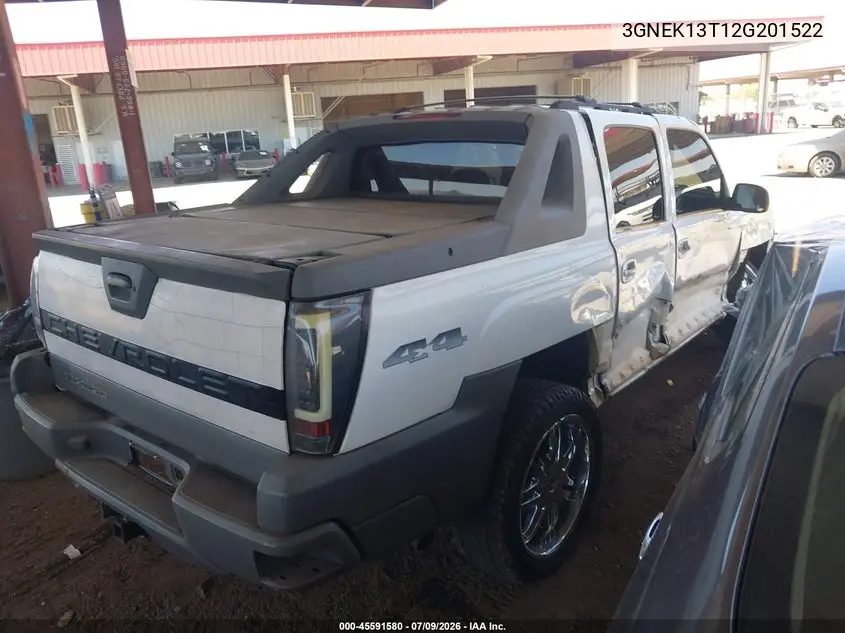 2002 Chevrolet Avalanche 1500 VIN: 3GNEK13T12G201522 Lot: 45591580