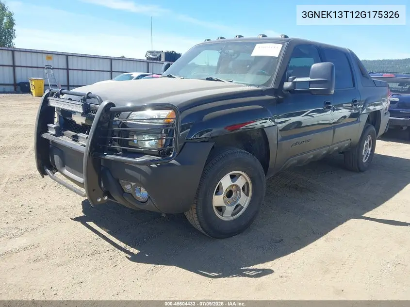 2002 Chevrolet Avalanche 1500 VIN: 3GNEK13T12G175326 Lot: 45604433