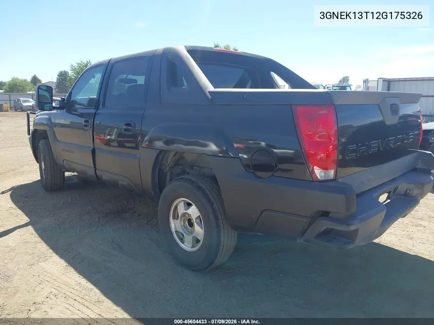 2002 Chevrolet Avalanche 1500 VIN: 3GNEK13T12G175326 Lot: 45604433
