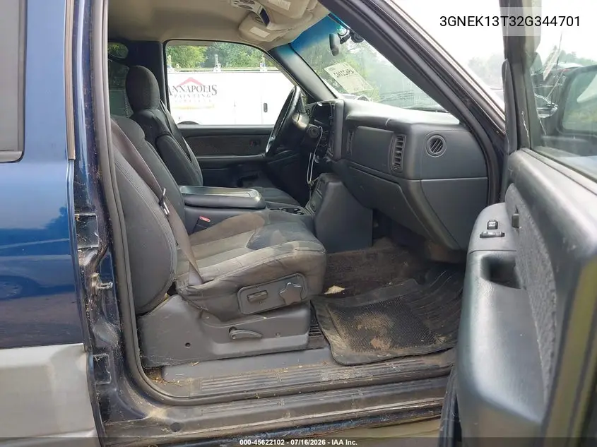 2002 Chevrolet Avalanche 1500 VIN: 3GNEK13T32G344701 Lot: 45622102