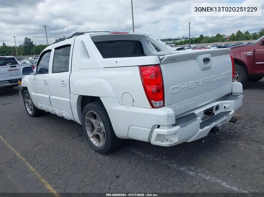 2002 Chevrolet Avalanche 1500 VIN: 3GNEK13T02G251229 Lot: 45656364