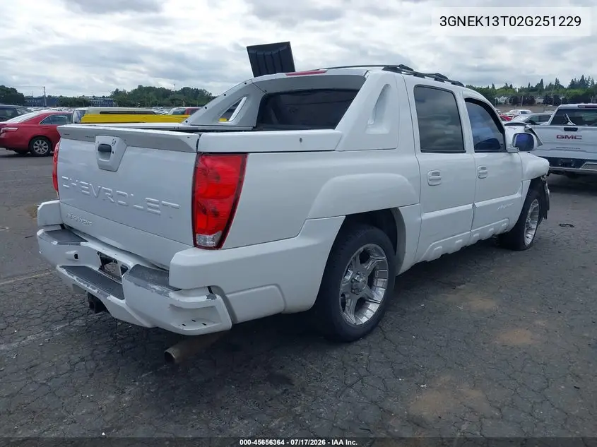 2002 Chevrolet Avalanche 1500 VIN: 3GNEK13T02G251229 Lot: 45656364
