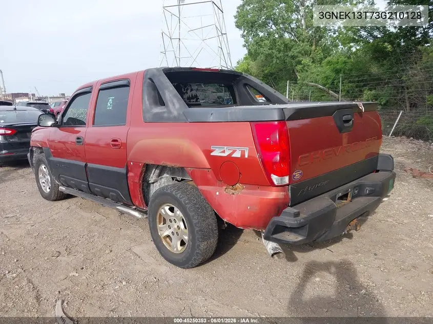 2003 Chevrolet Avalanche 1500 VIN: 3GNEK13T73G210128 Lot: 45250353