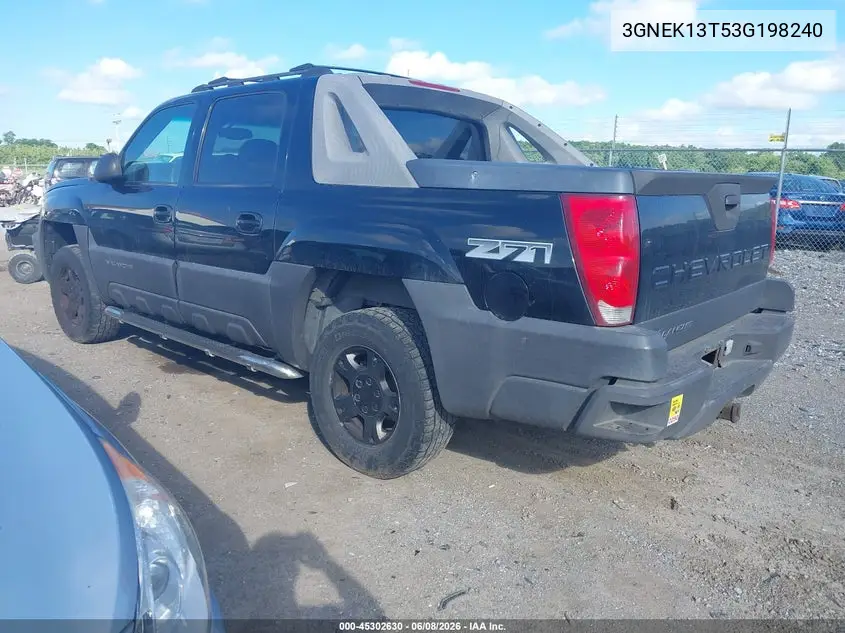 2003 Chevrolet Avalanche 1500 VIN: 3GNEK13T53G198240 Lot: 45302630