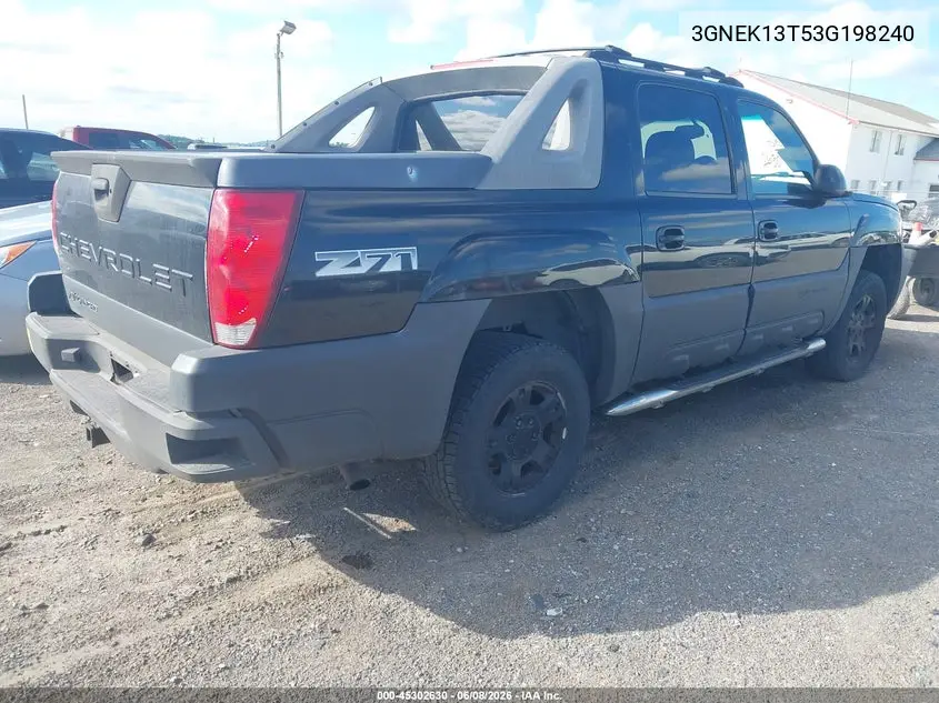 2003 Chevrolet Avalanche 1500 VIN: 3GNEK13T53G198240 Lot: 45302630