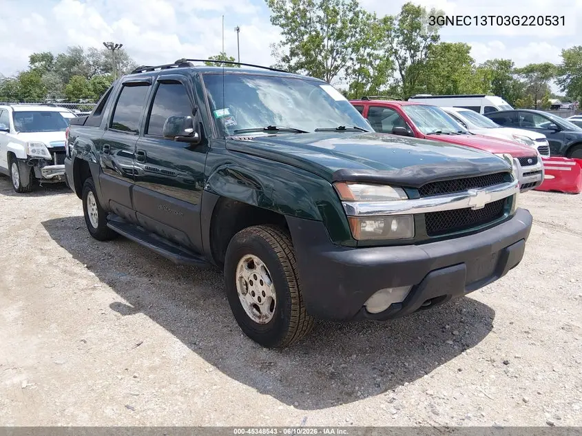 2003 Chevrolet Avalanche 1500 VIN: 3GNEC13T03G220531 Lot: 45348543