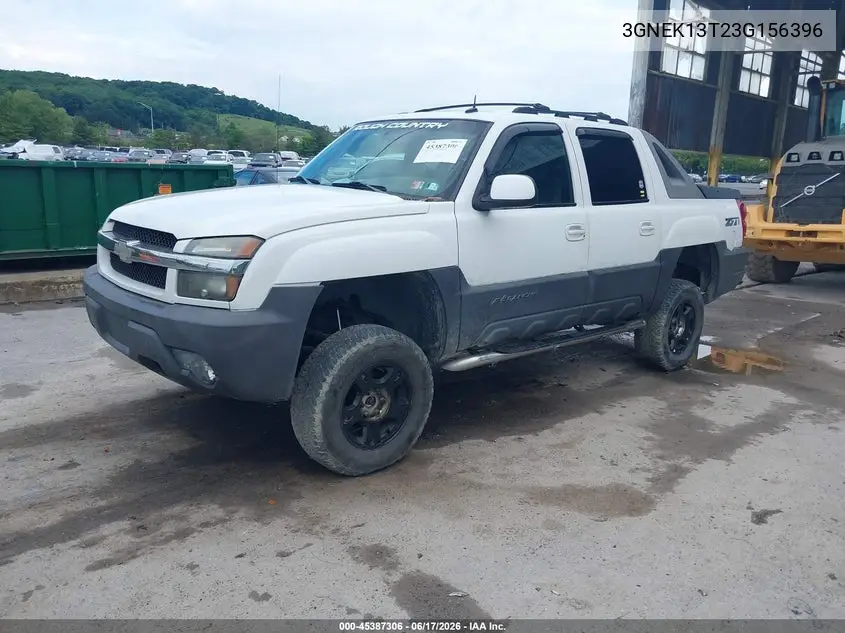 2003 Chevrolet Avalanche 1500 VIN: 3GNEK13T23G156396 Lot: 45387306