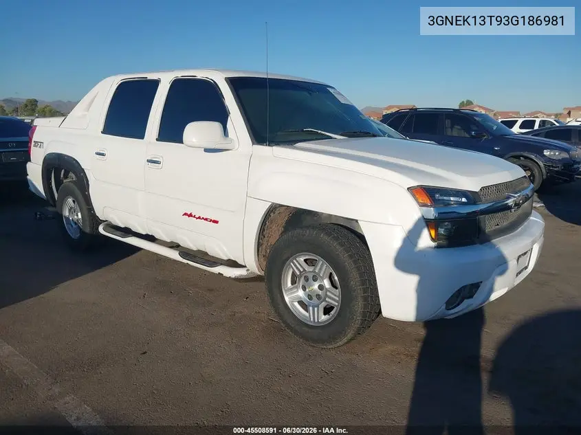 2003 Chevrolet Avalanche 1500 VIN: 3GNEK13T93G186981 Lot: 45508591