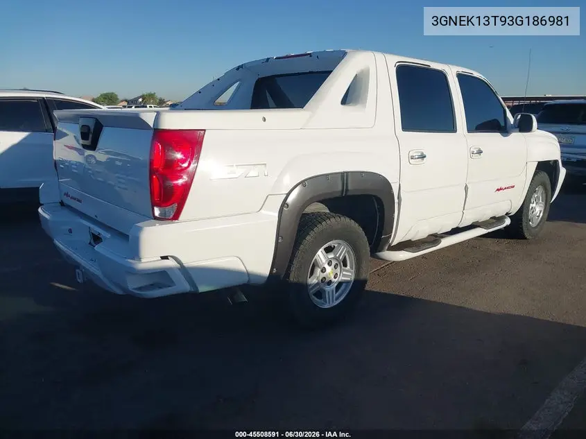 2003 Chevrolet Avalanche 1500 VIN: 3GNEK13T93G186981 Lot: 45508591