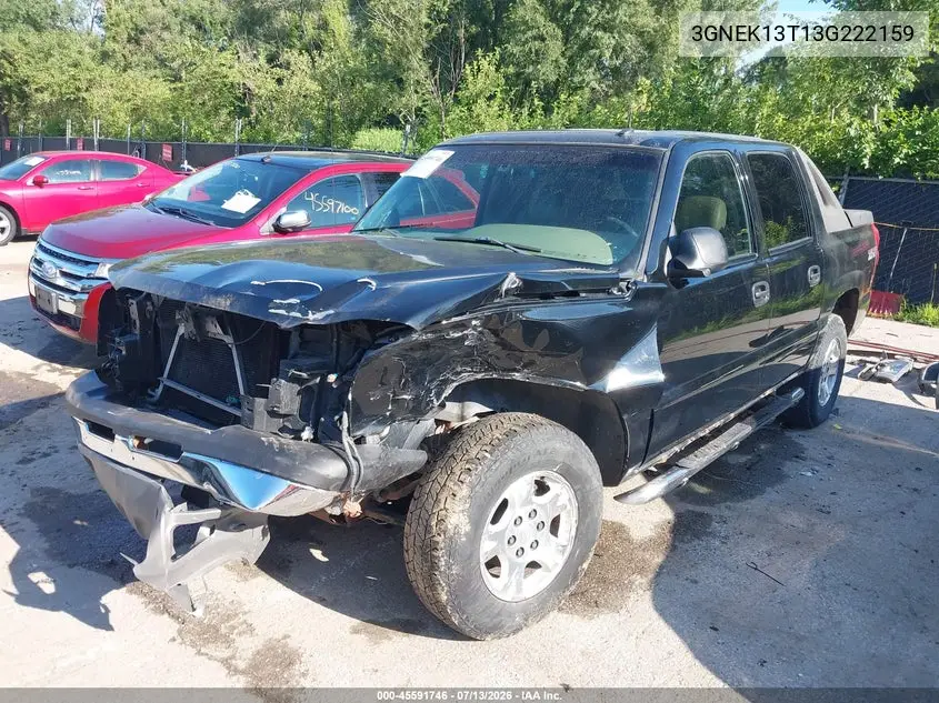2003 Chevrolet Avalanche 1500 VIN: 3GNEK13T13G222159 Lot: 45591746