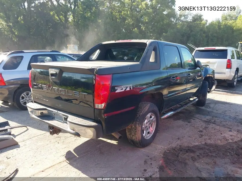 2003 Chevrolet Avalanche 1500 VIN: 3GNEK13T13G222159 Lot: 45591746