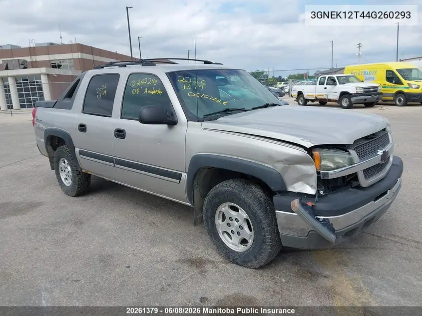 2004 Chevrolet Avalanche 1500 VIN: 3GNEK12T44G260293 Lot: 20261379