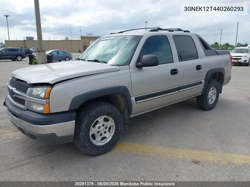 2004 Chevrolet Avalanche 1500 VIN: 3GNEK12T44G260293 Lot: 20261379