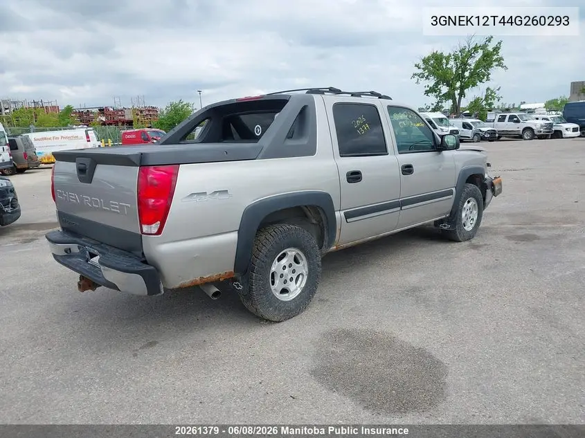 2004 Chevrolet Avalanche 1500 VIN: 3GNEK12T44G260293 Lot: 20261379