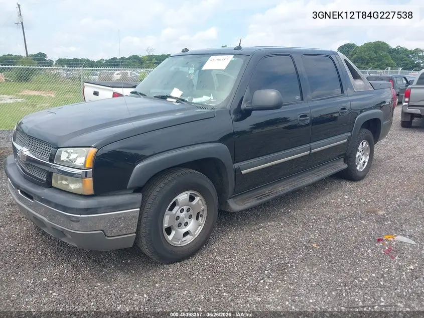 2004 Chevrolet Avalanche 1500 VIN: 3GNEK12T84G227538 Lot: 45398357