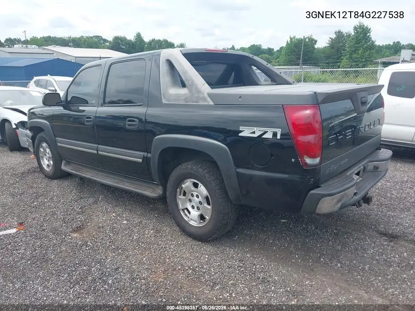 2004 Chevrolet Avalanche 1500 VIN: 3GNEK12T84G227538 Lot: 45398357
