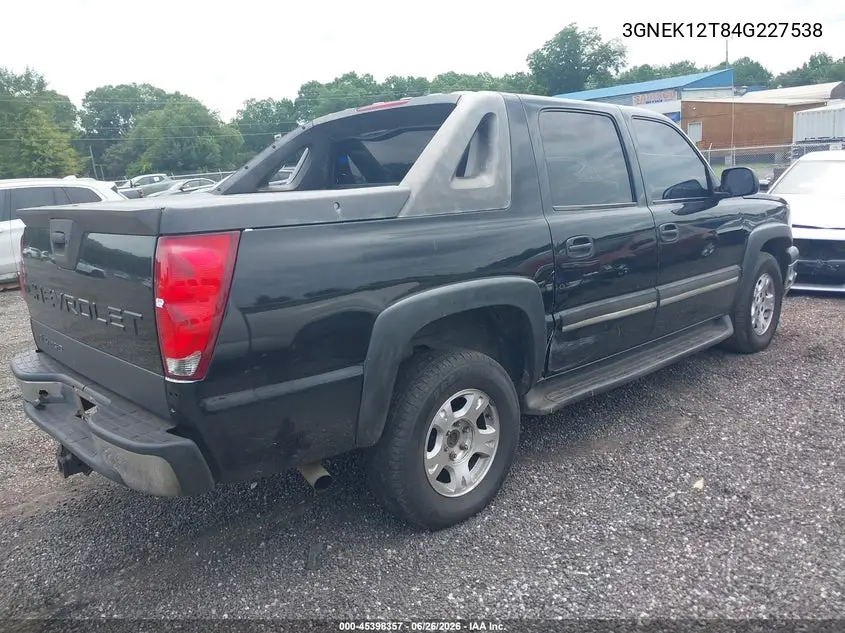 2004 Chevrolet Avalanche 1500 VIN: 3GNEK12T84G227538 Lot: 45398357