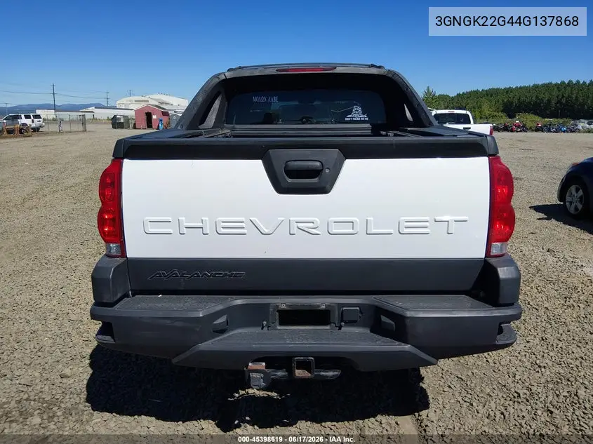 2004 Chevrolet Avalanche 2500 VIN: 3GNGK22G44G137868 Lot: 45398619