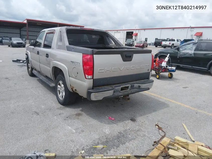 2004 Chevrolet Avalanche 1500 VIN: 3GNEK12T84G214997 Lot: 45473599