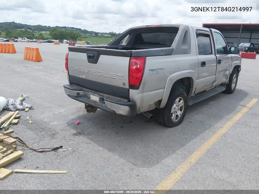 2004 Chevrolet Avalanche 1500 VIN: 3GNEK12T84G214997 Lot: 45473599