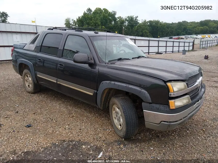 2004 Chevrolet Avalanche 1500 VIN: 3GNEC12T94G205982 Lot: 45519532
