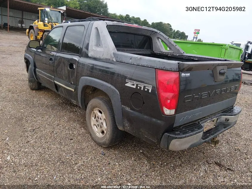 2004 Chevrolet Avalanche 1500 VIN: 3GNEC12T94G205982 Lot: 45519532