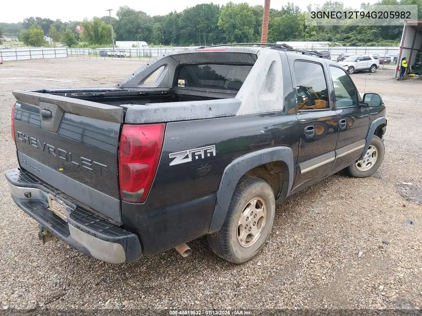 2004 Chevrolet Avalanche 1500 VIN: 3GNEC12T94G205982 Lot: 45519532