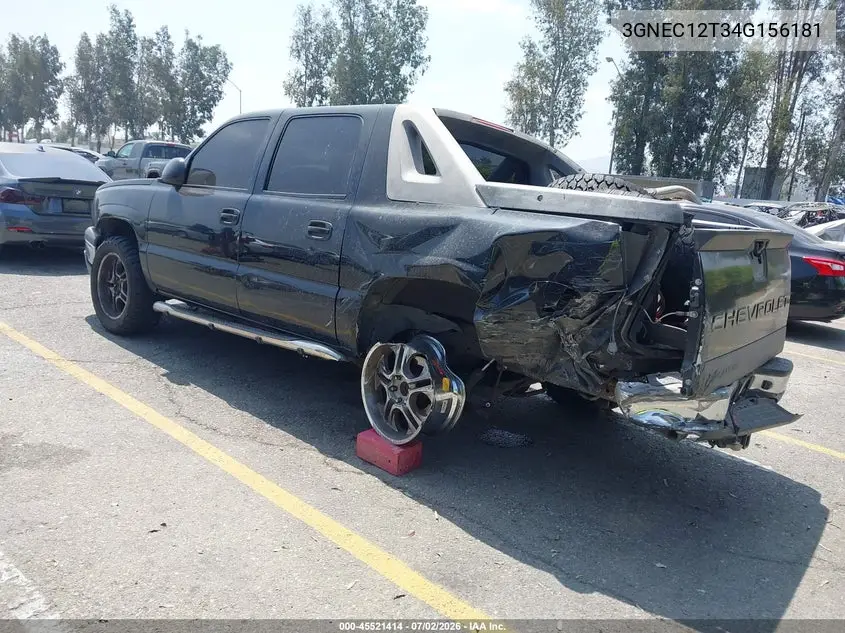2004 Chevrolet Avalanche 1500 VIN: 3GNEC12T34G156181 Lot: 45521414