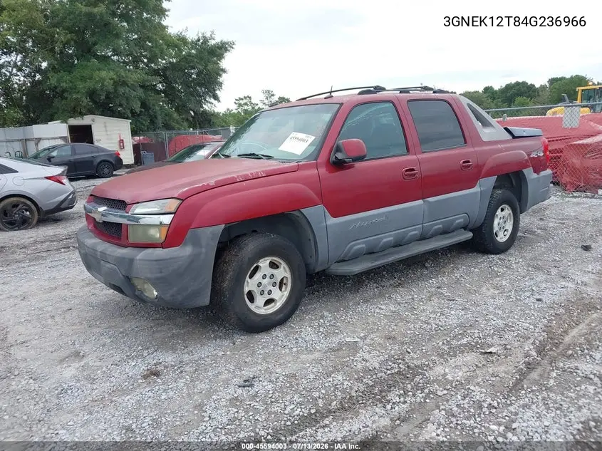 2004 Chevrolet Avalanche 1500 VIN: 3GNEK12T84G236966 Lot: 45594003