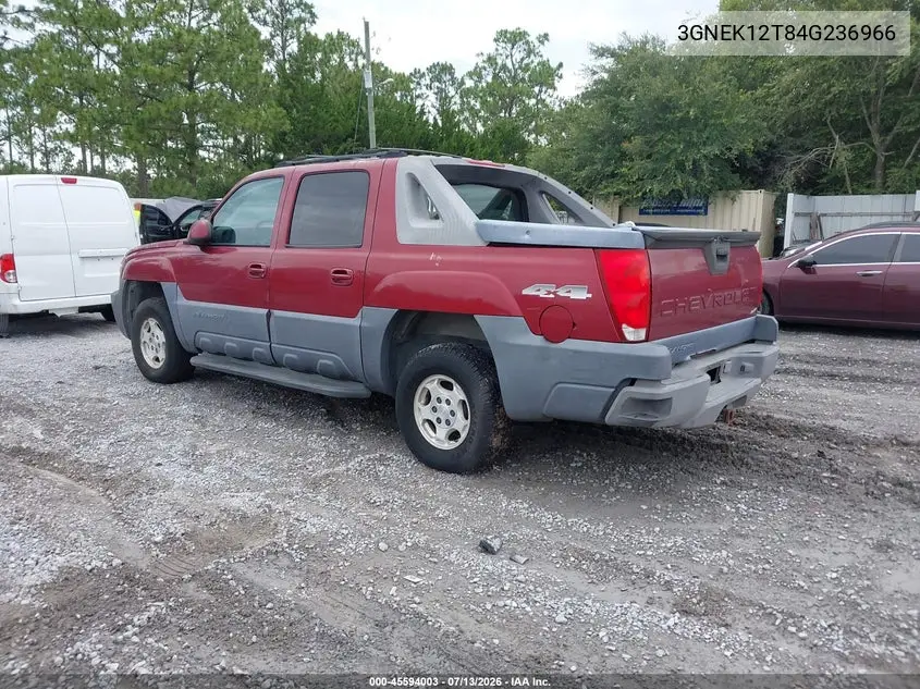 2004 Chevrolet Avalanche 1500 VIN: 3GNEK12T84G236966 Lot: 45594003