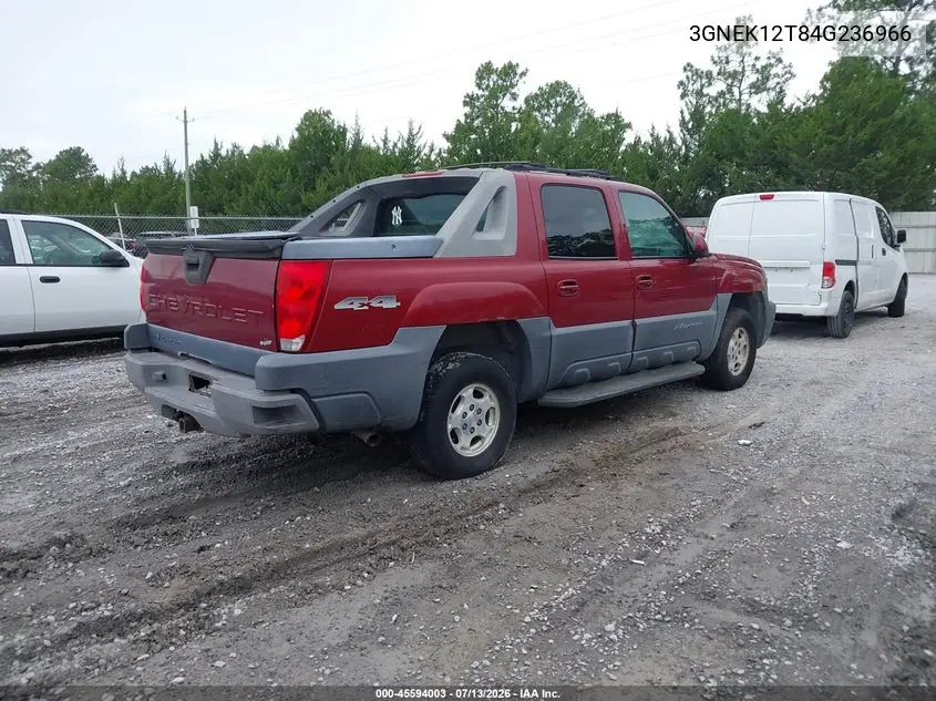 2004 Chevrolet Avalanche 1500 VIN: 3GNEK12T84G236966 Lot: 45594003
