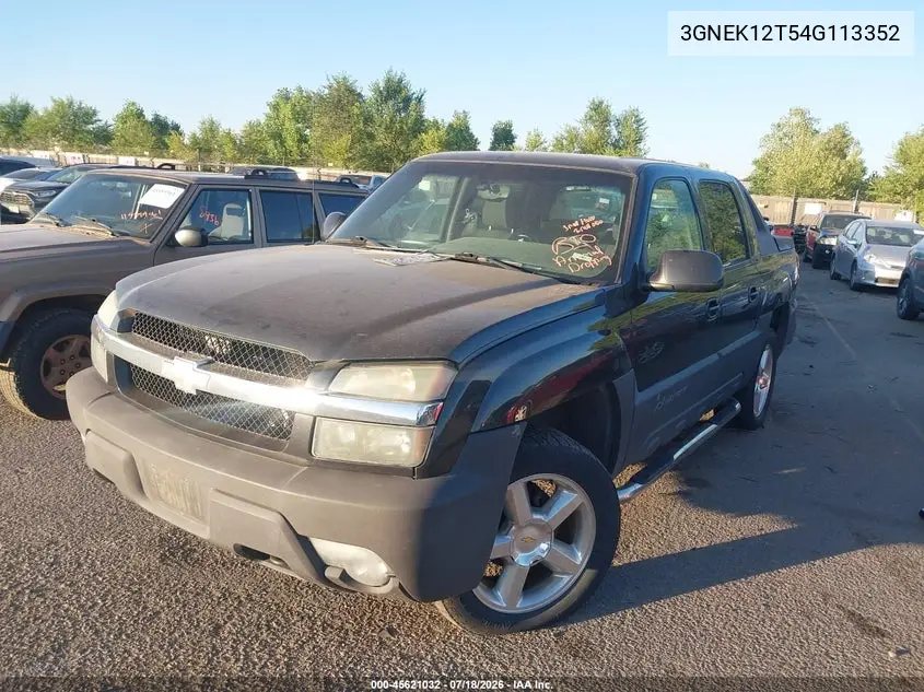 2004 Chevrolet Avalanche 1500 VIN: 3GNEK12T54G113352 Lot: 45621032