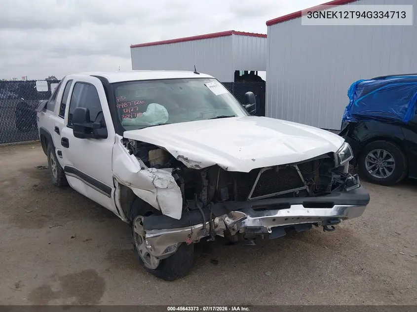 2004 Chevrolet Avalanche 1500 VIN: 3GNEK12T94G334713 Lot: 45643373