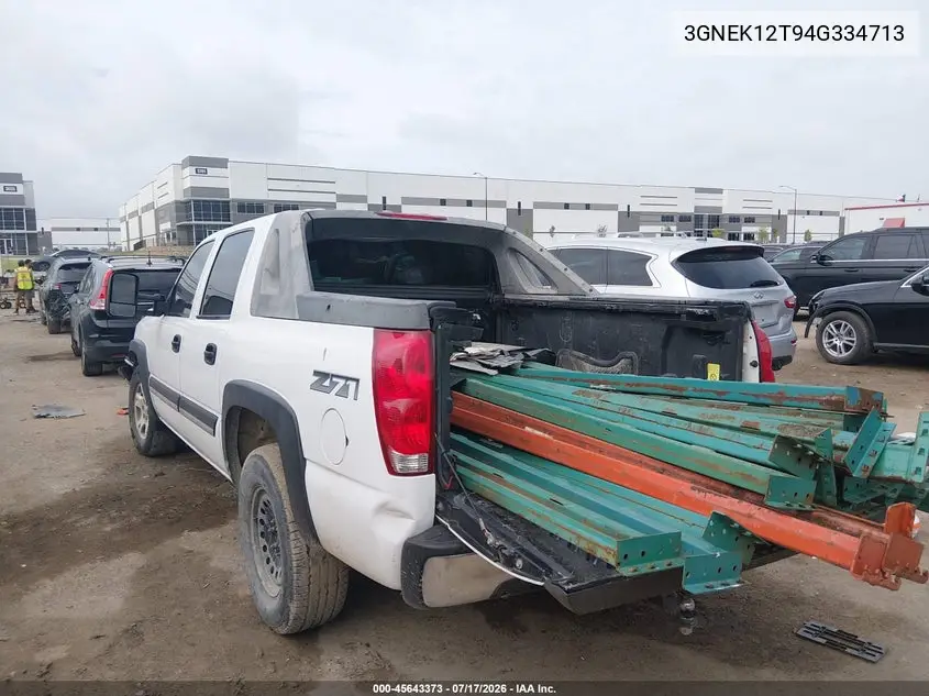 2004 Chevrolet Avalanche 1500 VIN: 3GNEK12T94G334713 Lot: 45643373