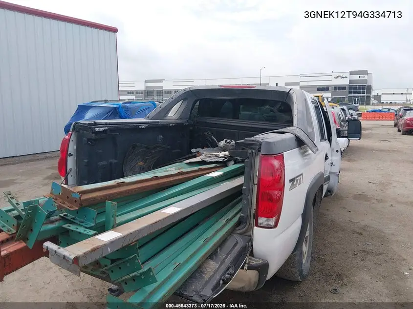 2004 Chevrolet Avalanche 1500 VIN: 3GNEK12T94G334713 Lot: 45643373