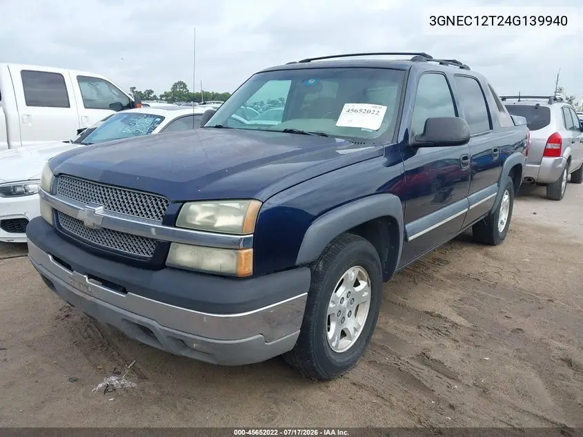 2004 Chevrolet Avalanche 1500 VIN: 3GNEC12T24G139940 Lot: 45652022