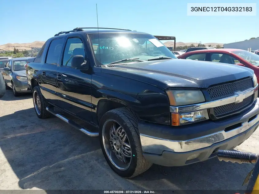 2004 Chevrolet Avalanche 1500 VIN: 3GNEC12T04G332183 Lot: 45700206