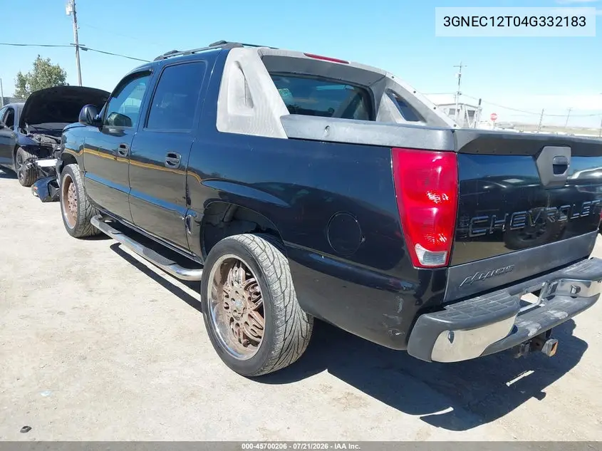 2004 Chevrolet Avalanche 1500 VIN: 3GNEC12T04G332183 Lot: 45700206