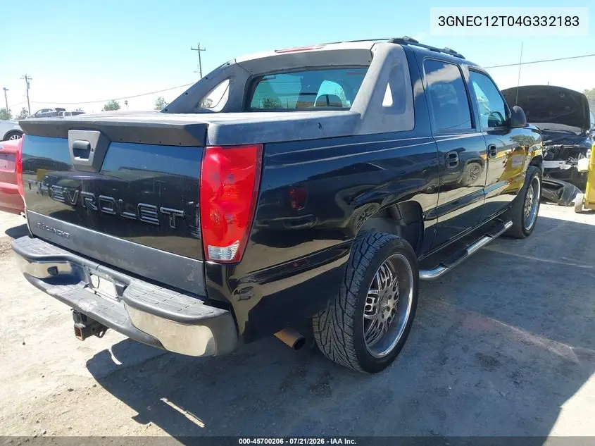 2004 Chevrolet Avalanche 1500 VIN: 3GNEC12T04G332183 Lot: 45700206