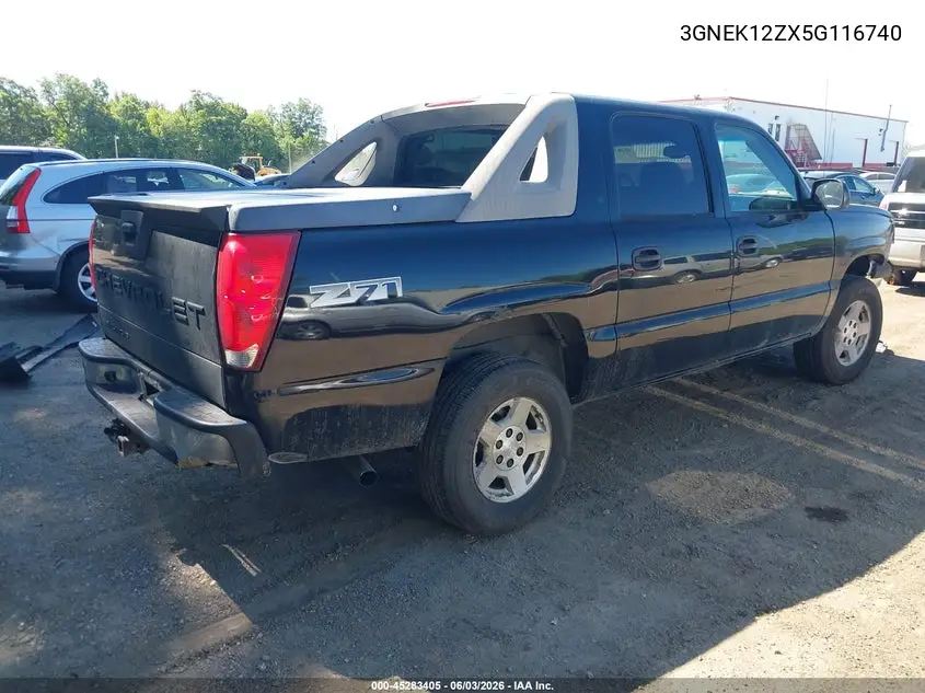 2005 Chevrolet Avalanche 1500 Z71 VIN: 3GNEK12ZX5G116740 Lot: 45283405