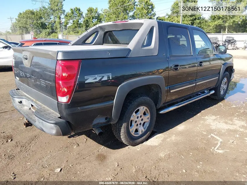 2005 Chevrolet Avalanche 1500 Z71 VIN: 3GNEK12Z15G178561 Lot: 45457678