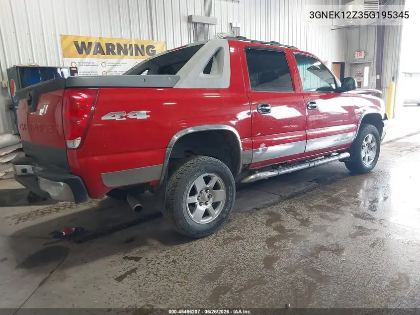 2005 Chevrolet Avalanche 1500 Ls VIN: 3GNEK12Z35G195345 Lot: 45466207