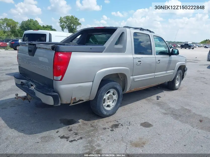 2005 Chevrolet Avalanche 1500 Lt VIN: 3GNEK12Z15G222848 Lot: 45543279