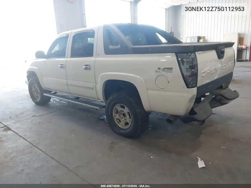 2005 Chevrolet Avalanche 1500 Lt VIN: 3GNEK12Z75G112953 Lot: 45574558