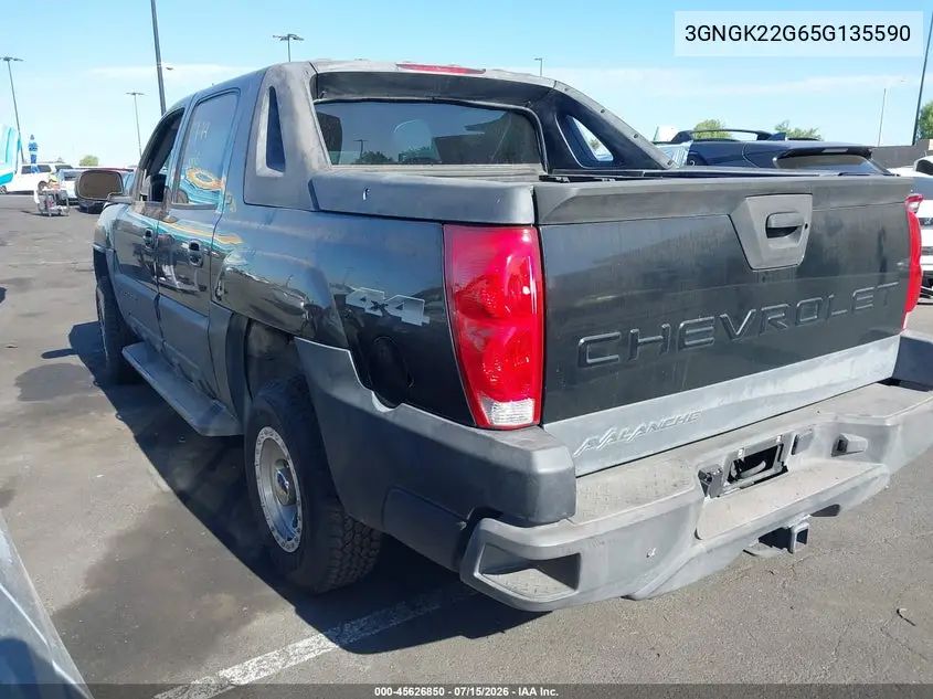2005 Chevrolet Avalanche 2500 Lt VIN: 3GNGK22G65G135590 Lot: 45626850