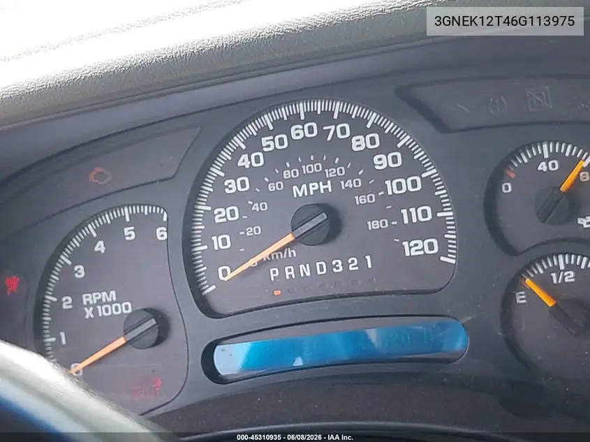 2006 Chevrolet Avalanche 1500 Ls/Lt/Z71 VIN: 3GNEK12T46G113975 Lot: 45310935