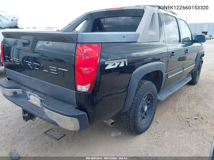 2006 Chevrolet Avalanche 1500 Z71 VIN: 3GNEK12Z66G153320 Lot: 45374810
