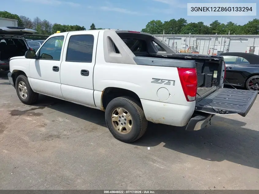 2006 Chevrolet Avalanche 1500 Lt VIN: 3GNEK12Z86G133294 Lot: 45646522